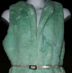 NWT. Faux Fur Vest w/Belt-Girls